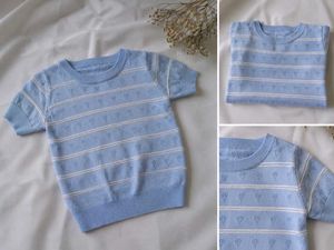 Cute Blue Striped Knit Top