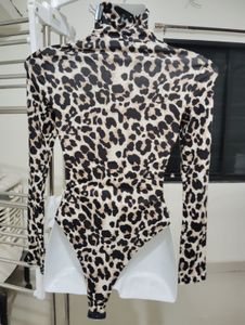 S- Leopard Print Turtleneck Bodysuit