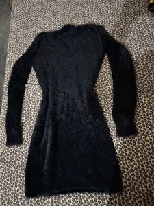 Cozy Black Fuzzy Dress