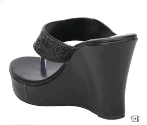 Sparkling Black Wedge Flip-Flops