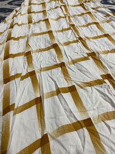 Off White N Yellow Top With Matching Stole