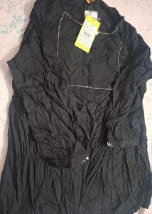 Black Crinkled Kurta
