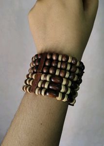 Set of 2 Unique Wooden Beaded Bracelets