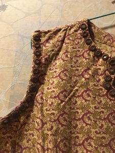 cotton block print anarkali full suit set.
