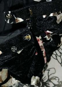 Floral Print Velvet Skirt