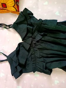 Black Ruffled Midi Dress