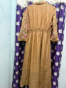 Embroidered mustard yellow dress
