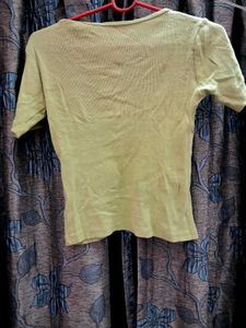 Light Green Button-Up Crop Top