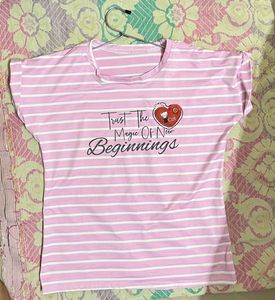 Pink Striped Graphic Tee