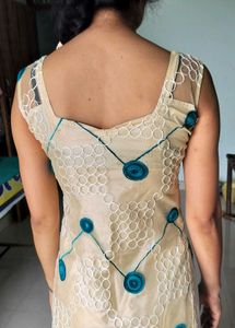 Chic Beige Kurti with Teal Accents