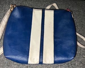 Blue &amp; White Striped Crossbody Bag