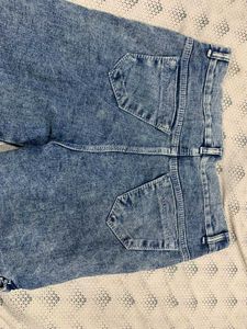 Washed Denim Cargo Jeans