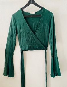 Emerald Green Wrap Crop Top