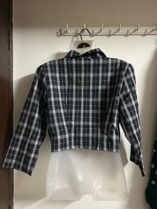 Checkered Cropped Blazer