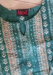 Teal Cotton Kurta Set with Dupatta