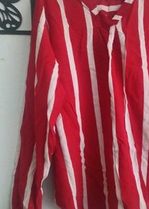Red and White Striped Long Sleeve Top