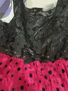 Stylish Black &amp; Pink Polka Dot Gown
