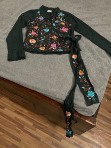 Fully Embroidered Wrap Top