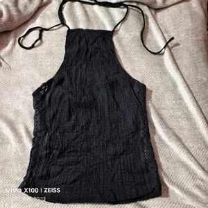 272510. Chic Black Knit Halter Top