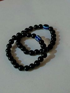 Clear Beaded Bracelet with Evil Eye Charm