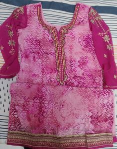 Pink Embellished Kurta Set with Dupatta