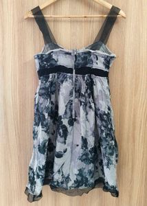 Floral Print Mini Dress with Tulle Straps