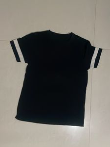 Black T-Shirt with White Stripes