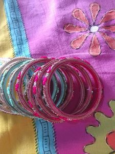 Set of Colorful Embellished Bangles