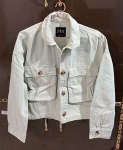 Zara Light Green Denim Jacket