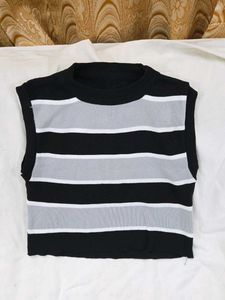 Striped Sleeveless Knit Top