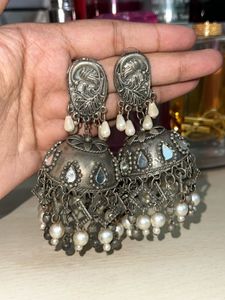 beautiful oxidised jhumkas