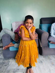 Yellow Embroidered Frock for Girls
