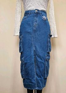 Cargo Denim Skirt