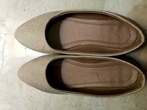 Sparkly Gold Pointed Toe Flats