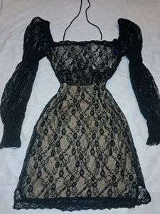 Elegant Lace Puff Sleeve Dress