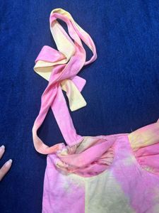 Tie-Dye Crop Top with Tie Shoulders