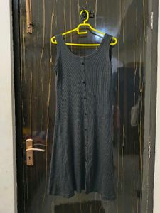 Sleek Ribbed Button-Up Midi Dress