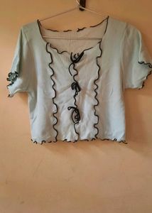 Cute Ruffle Trim Crop Top