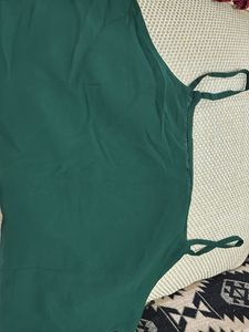 Sequin Embellished Green Crop Top/Blouse