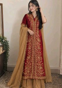 wedding maroon farara set