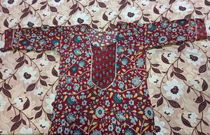 Maroon Floral Print Kurta Set