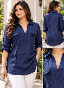 Stylish Navy Blue Tunic Top