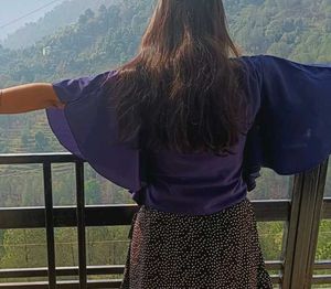 Elegant Blue Cape Top waist length