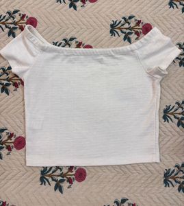 White Off-Shoulder Crop Top