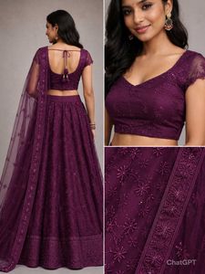 Stunning Purple Embroidered Lehenga Choli