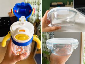 Cute Space Bottle And Glass Container Combo