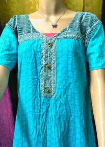 Stunning Blue Embroidered Kurta