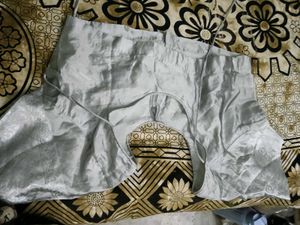 Elegant Silver Brocade Blouse