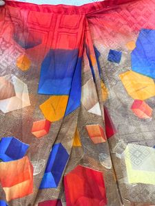 Vibrant Geometric Print Saree