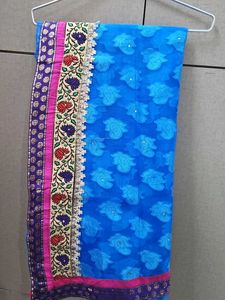 Beautiful Blue Border Saree